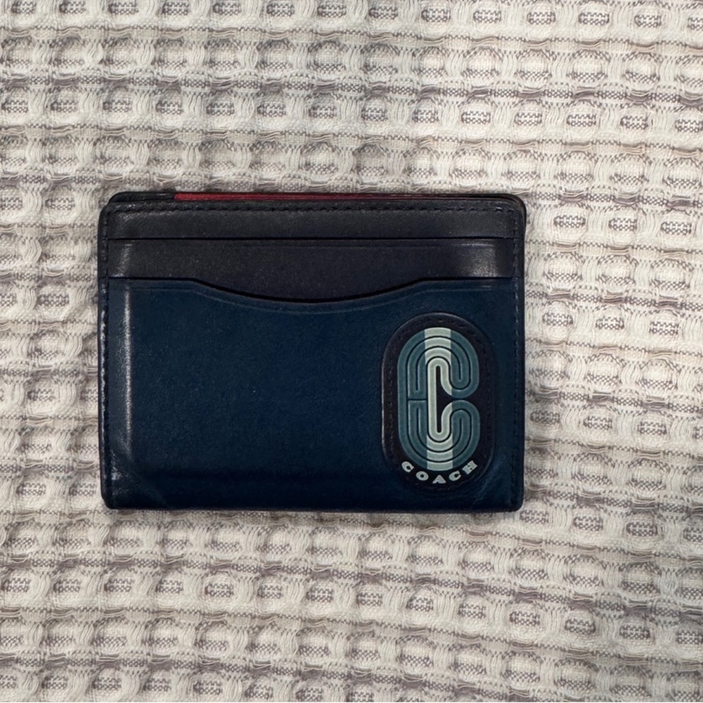 Coach Blue and Black Key Card Holder